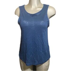 WRAP London Blue Sleeveless Tank Top Cami 100% Linen Size 8 Medium Coastal Boho